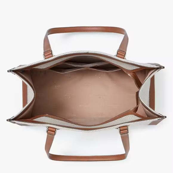 Kate Spade Ellie Large Tote Bag ~ Canvas & Leather Logo Satchel Handbag Purse - Picture 4 of 8